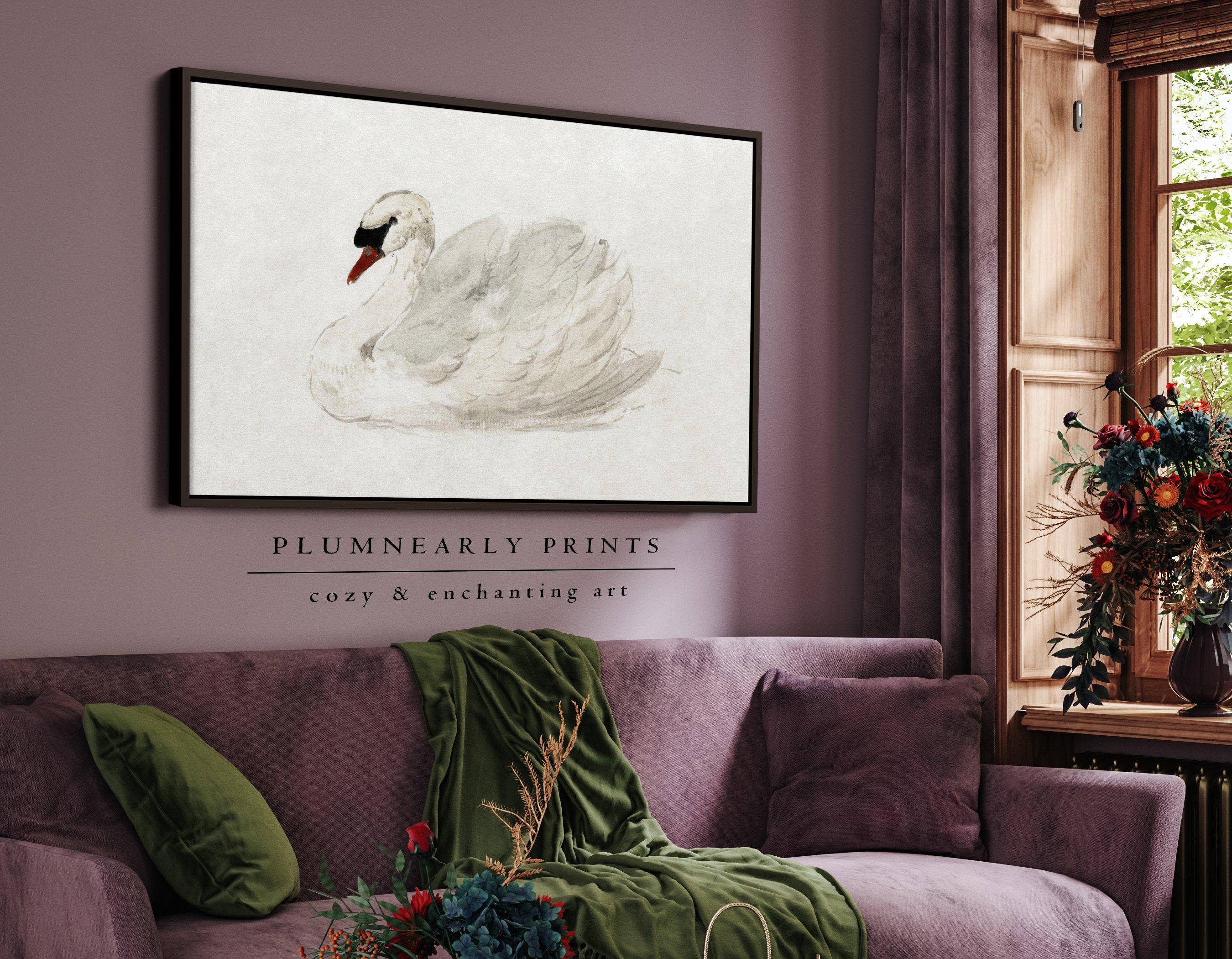 Plumnearly Prints - Wholesale Canvas Art - White Swan Neutral Watercolor Painting Framed Canvas Art 43