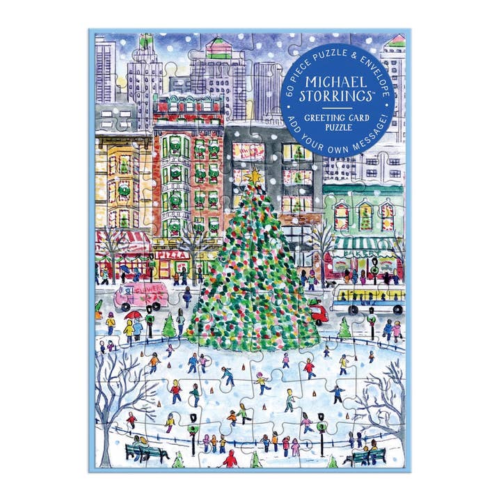 Chronicle Books - Wholesale Christmas Card - Michael Storrings Christmas in the City Greeting Card Puzzle