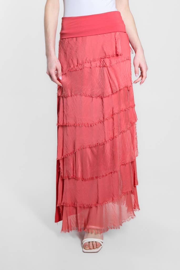 TINA Stephens Italy/Tees By Tina - Wholesale Skirt - Women's - Elisa Silk Ruffle Skirt (SL201)14