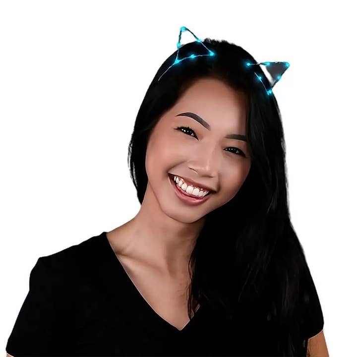 Blinkee.com, LLC - Vente Bandeau – femme - Bandeau à oreilles Aqua LED Kitty Cat2