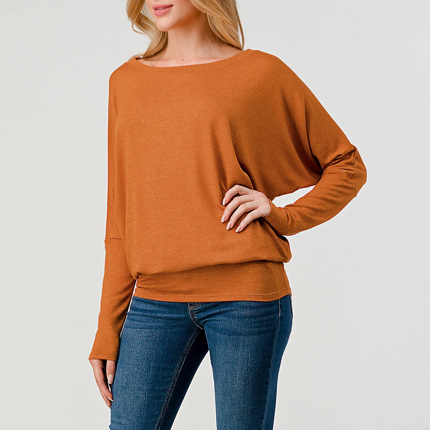 Heimious - Vente Haut en maille – femme - Haut en tricot Hacci à manches longues et col rond à manches Dolman, 270156