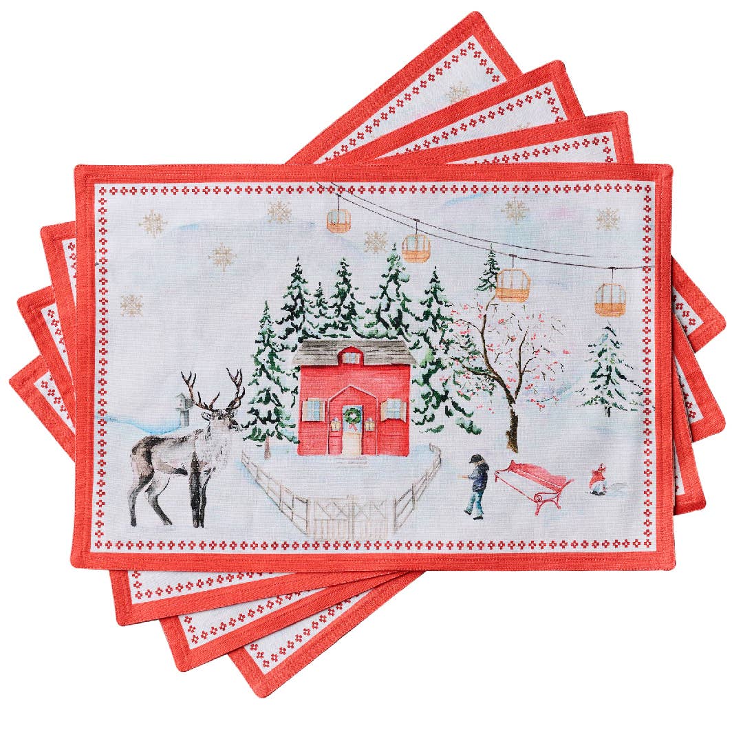 Maison d'Hermine - Design in Every Thread - Wholesale Placemat - Placemats 100% Cotton 13" x 19" - Set of 4 - Rural Christmas0