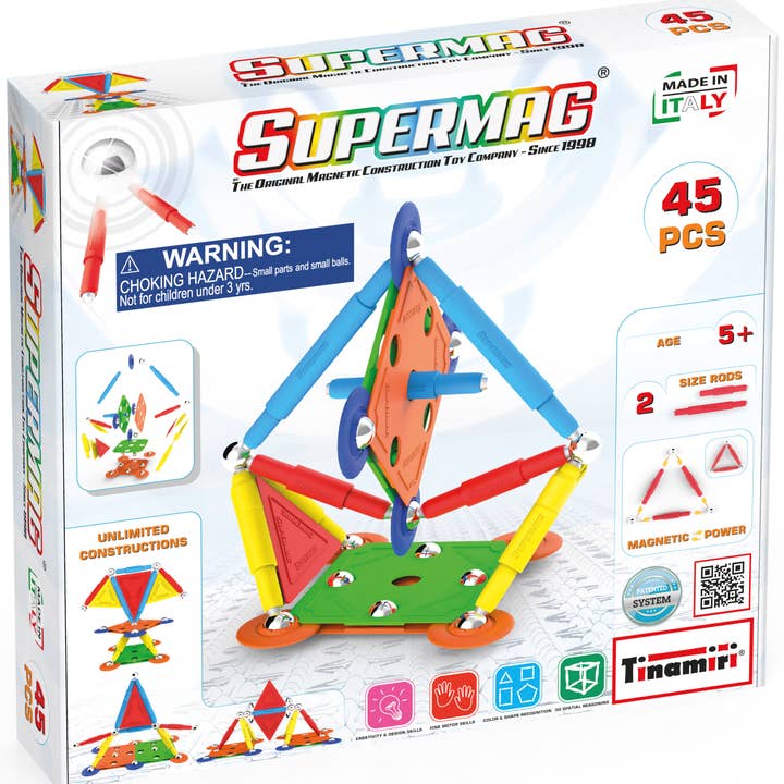 Tinamiri Supermag - Multicolor 45 - Ensemble de construction magnétique, jeu de construction éducatif amusant, ensemble de 45 pièces, jouets magnétiques, 0651 pour la vente par CASTORLAND by Bridge Toys