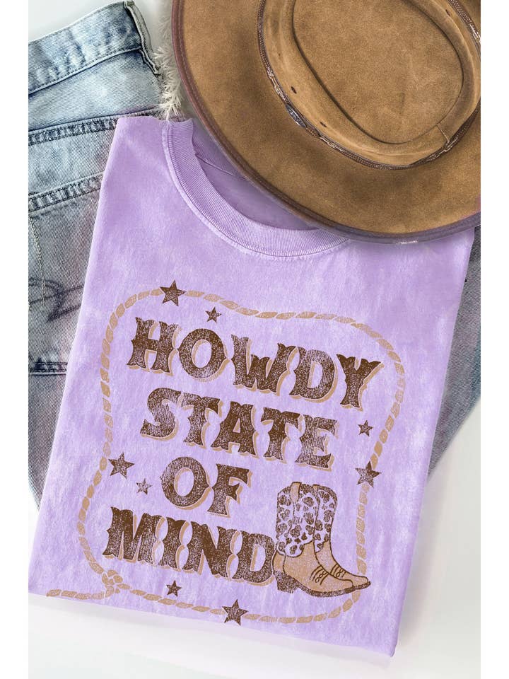 Howdy State of Mind Mineral Washed T Shirt for wholesale by BouTeeQue Closet