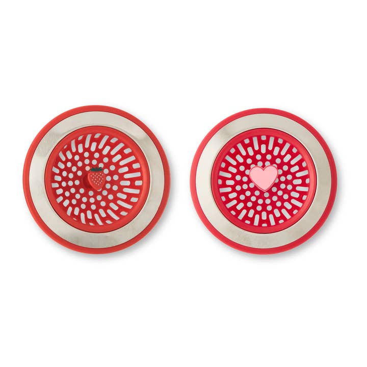 2pc Figural Sink Strainer - Strawberry/Heart for wholesale by Core Home