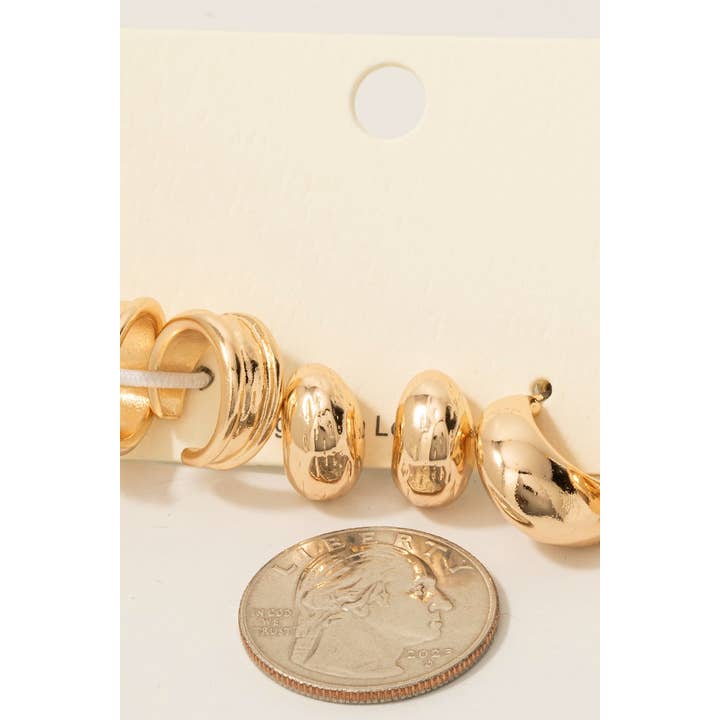 The Looks by Fame Accessories - Wholesale Hoop Earrings - Mixed Huggee And Hoop Earrings Set