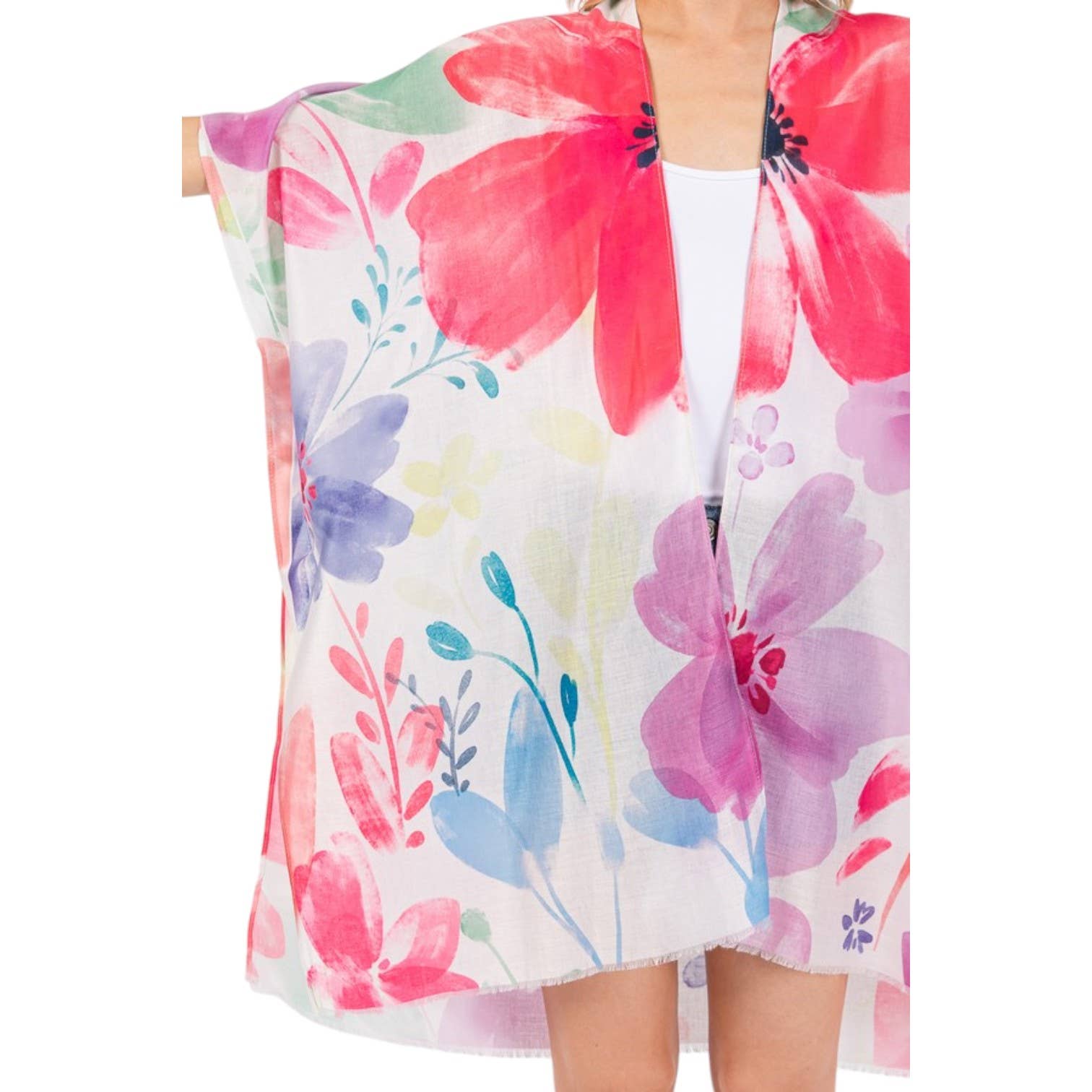 Artini Accessories - Vente Kimono – femme - Kimono léger à imprimé floral aquarelle0