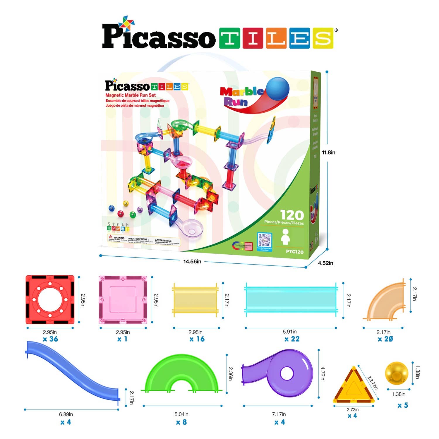 PicassoTiles - Wholesale Bouwset - Kinderen - PicassoTiles Magnetische Knikkerbaan Set12