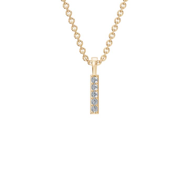 PureYou Jewelry - Wholesale Pendant/Charm Necklace - 14k Gold Diamond Bar Necklace, Dainty Diamond Pendant