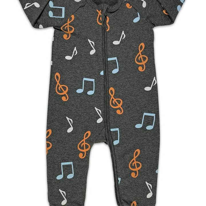 Musiknoten, grauer Baby-Pyjama für den Großhandel von Good Luck Sock