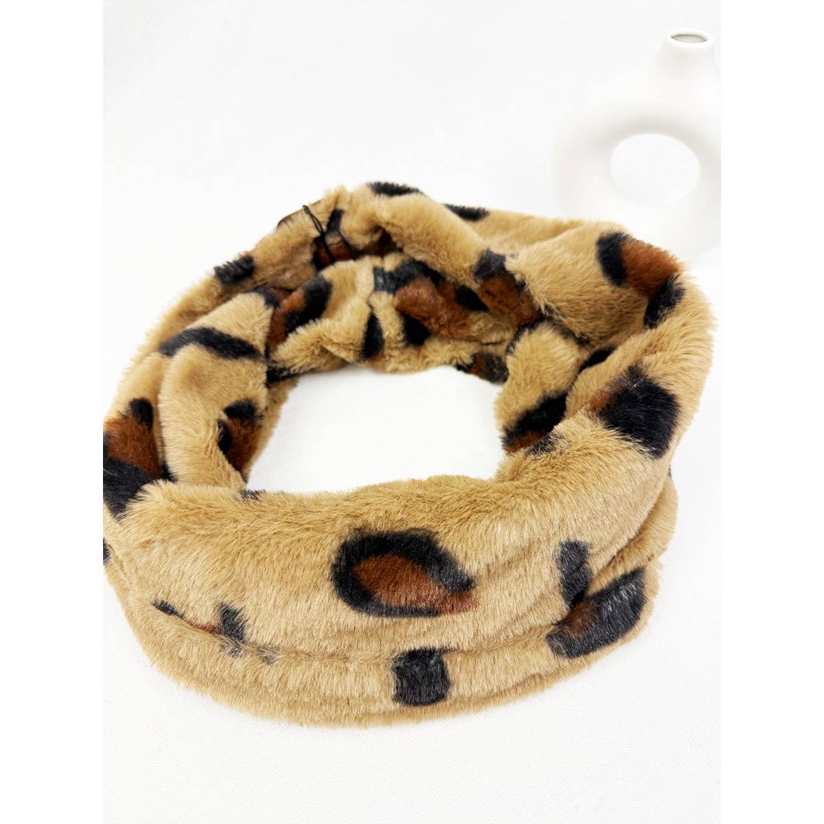 Leopard Soft Faux Fur Infinity Scarf for wholesale on Faire0