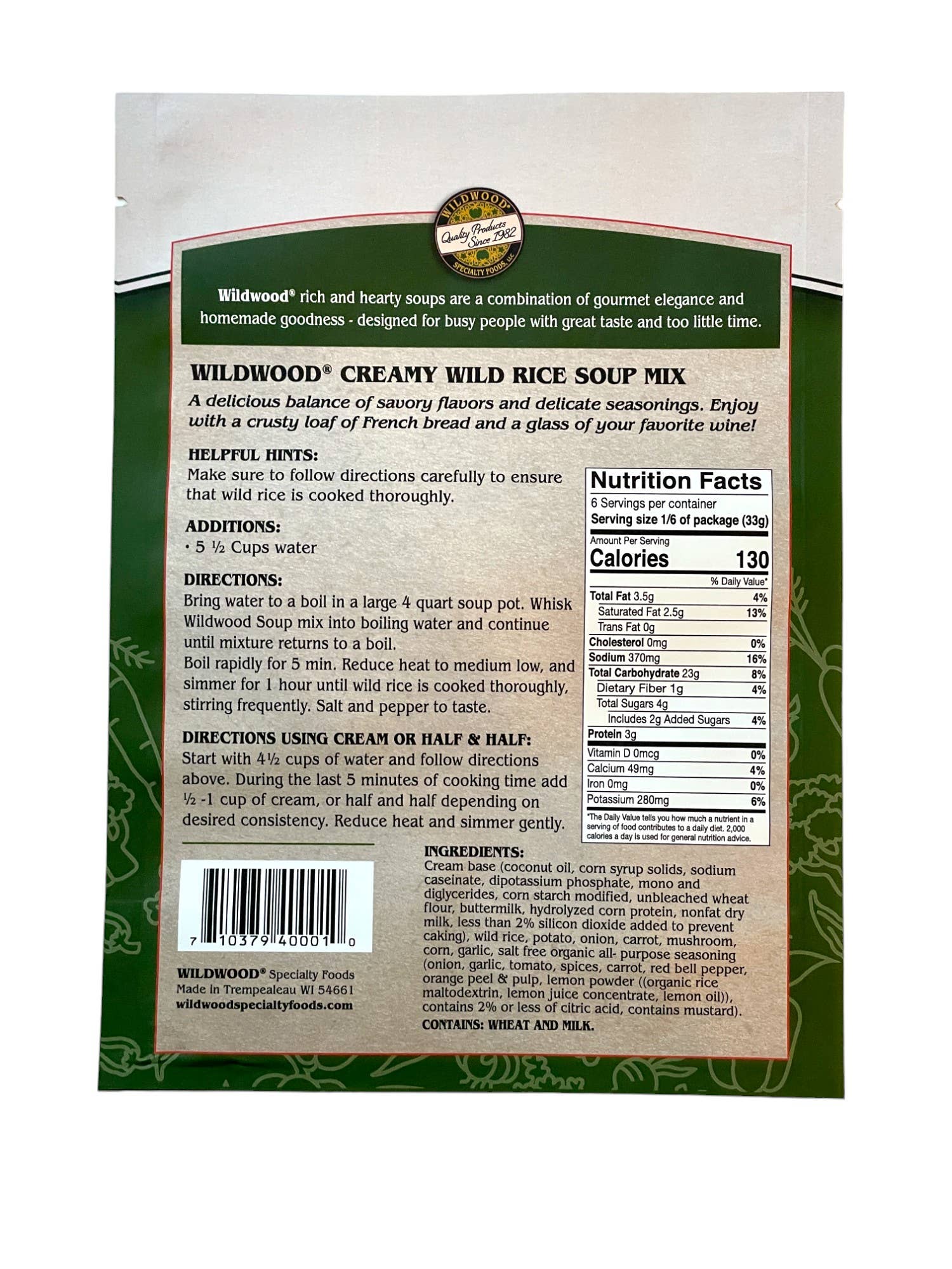Wildwood Specialty Foods - Wholesale Soup - Creamy Wild Rice Soup Mix2