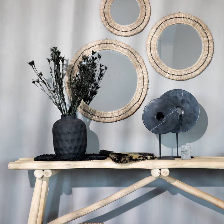 The Gajih Mirror - Natural Black - S for wholesale by Bazar Bizar Living