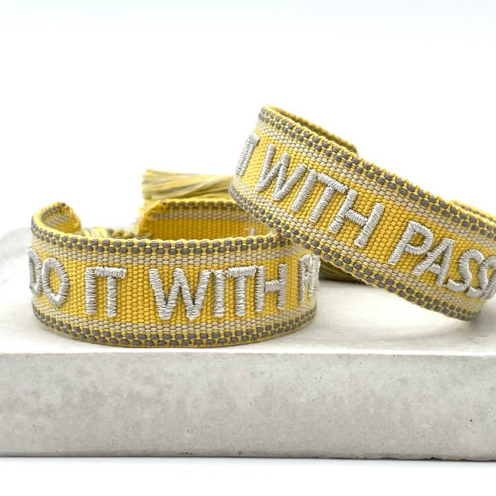 Parsley & Pepper - Wholesale Woven/Braided Bracelet - DO IT WITH PASSION statement bracelet woven, embroidered