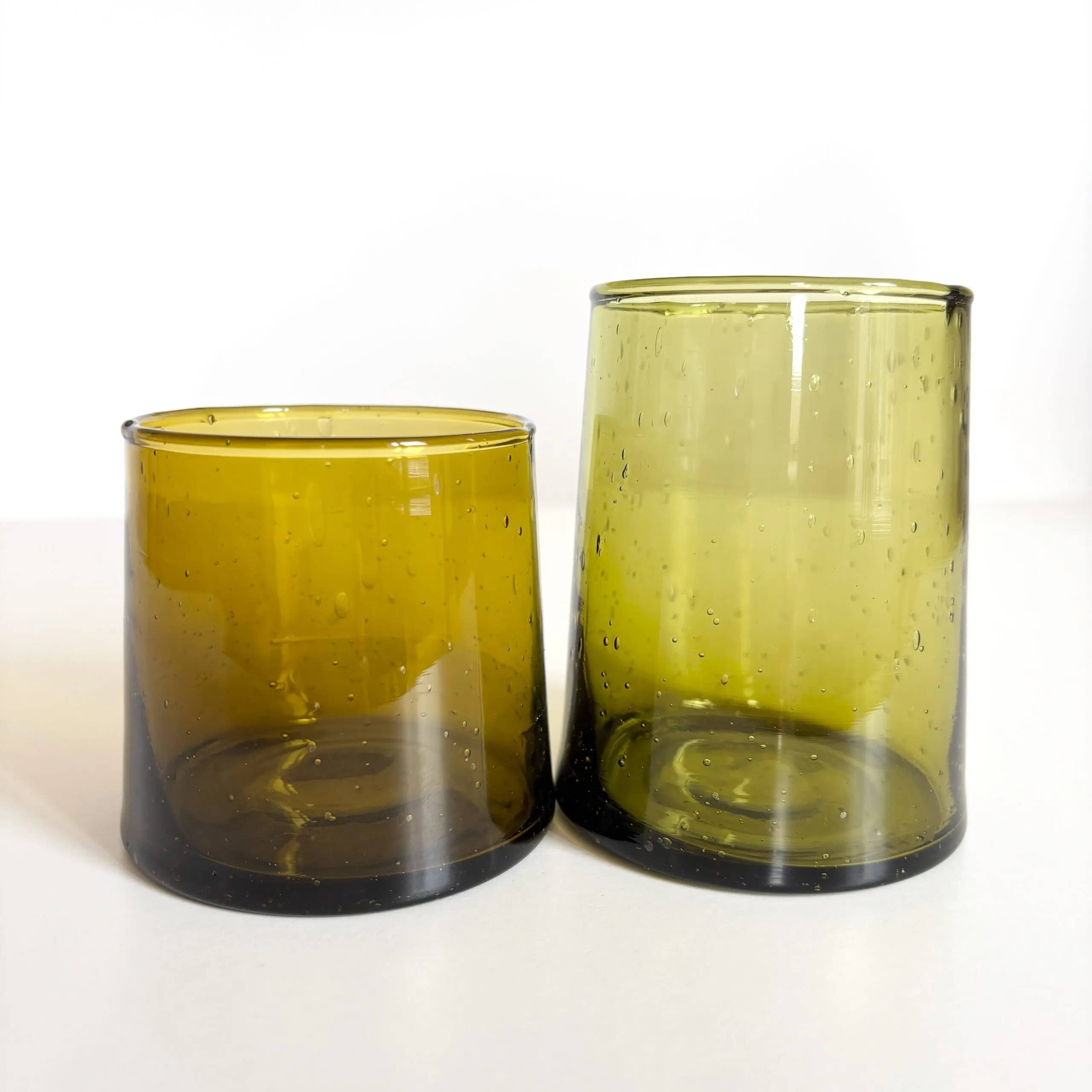 High crafty – wholesale Drinking glass/cup – 🫒 Set of 4 Olive Green Beldi Recycled Glasses – Crafts4