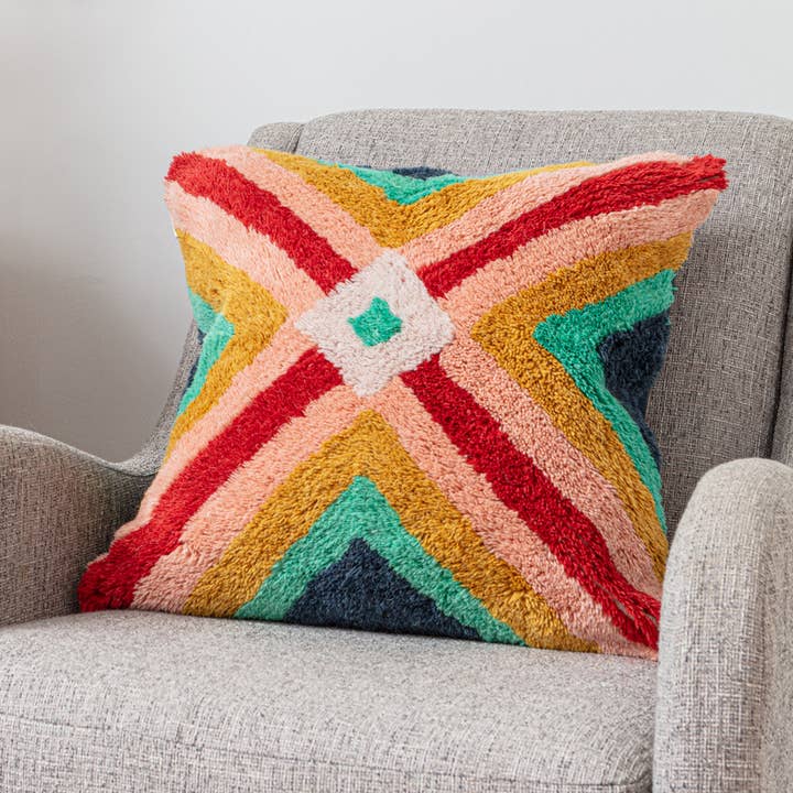 Hippy Shag Rainbow Cushion Cover for wholesale by Peachy Parrot
