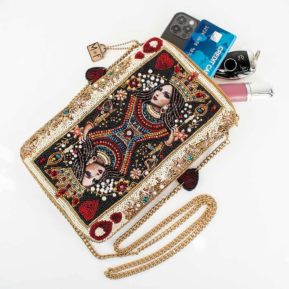Mary Frances Accessories - Wholesale Crossbody Bag - Women's - The Queen Beaded Queen Playing Card Mini Crossbody Clutch7