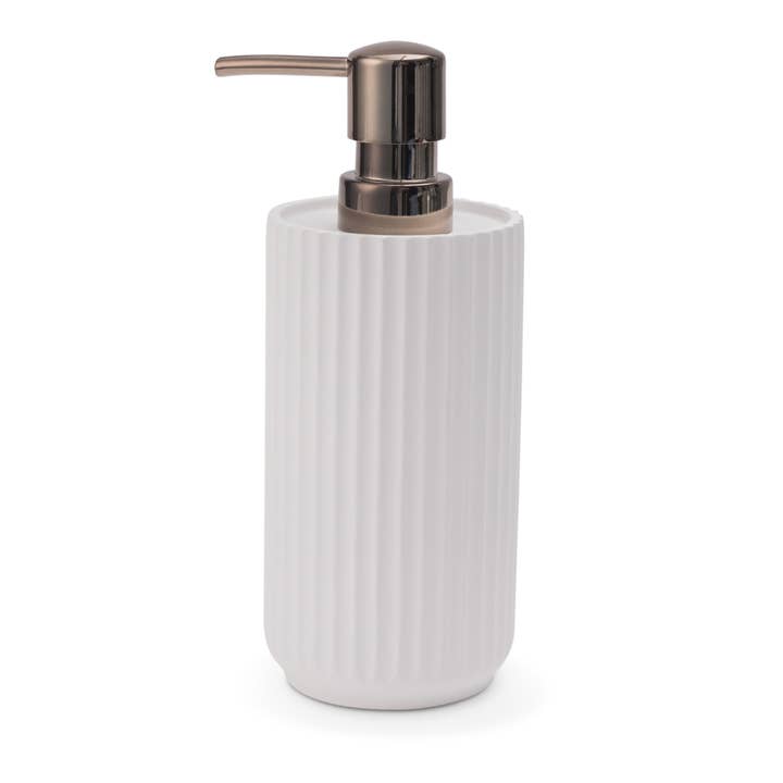 Diatomite White Ribbed Dispenser - Venice for wholesale by Core Home