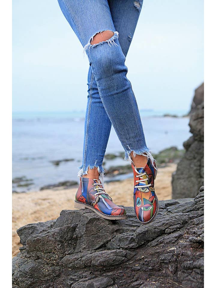 AVENS - Wholesale Booties - Women's - Unique Design Colorful Eye Design Printed Ankle Boots
