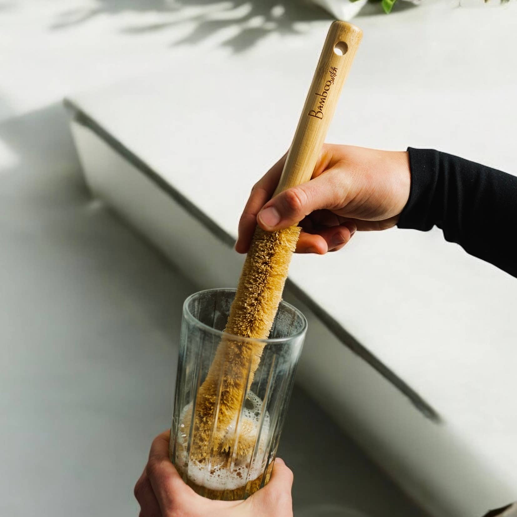 Bamboo Switch – Engroshandel Rengøringsbørste – XL naturflaskebørste | Køkkenets bestseller2