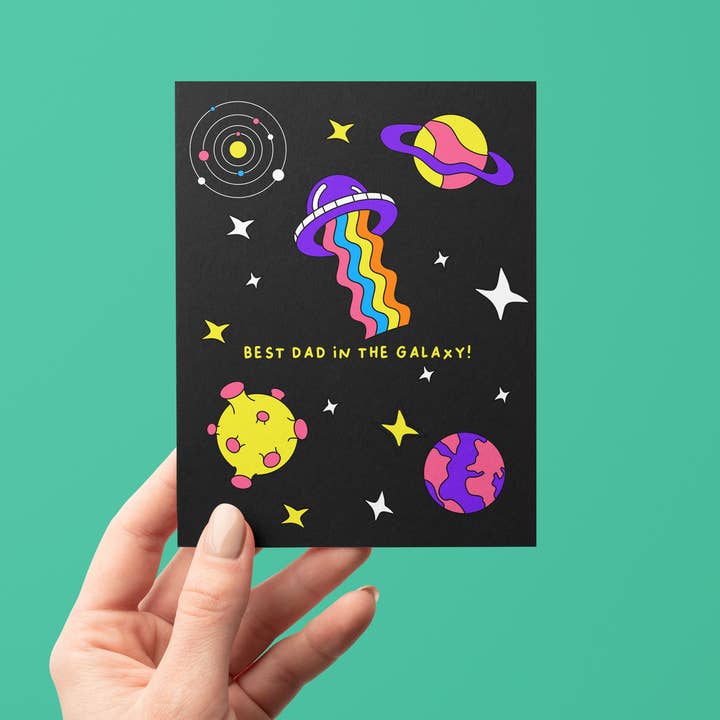 Best Dad in the Galaxy Father's Day Card for wholesale by Wee Birdy