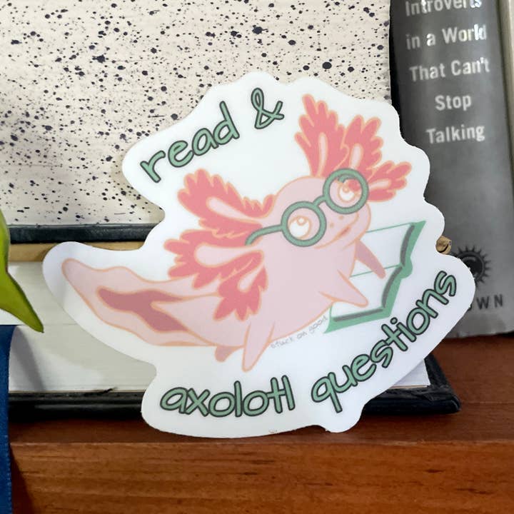 Reading Axolotl Sticker for wholesale by Stuck On Good Design