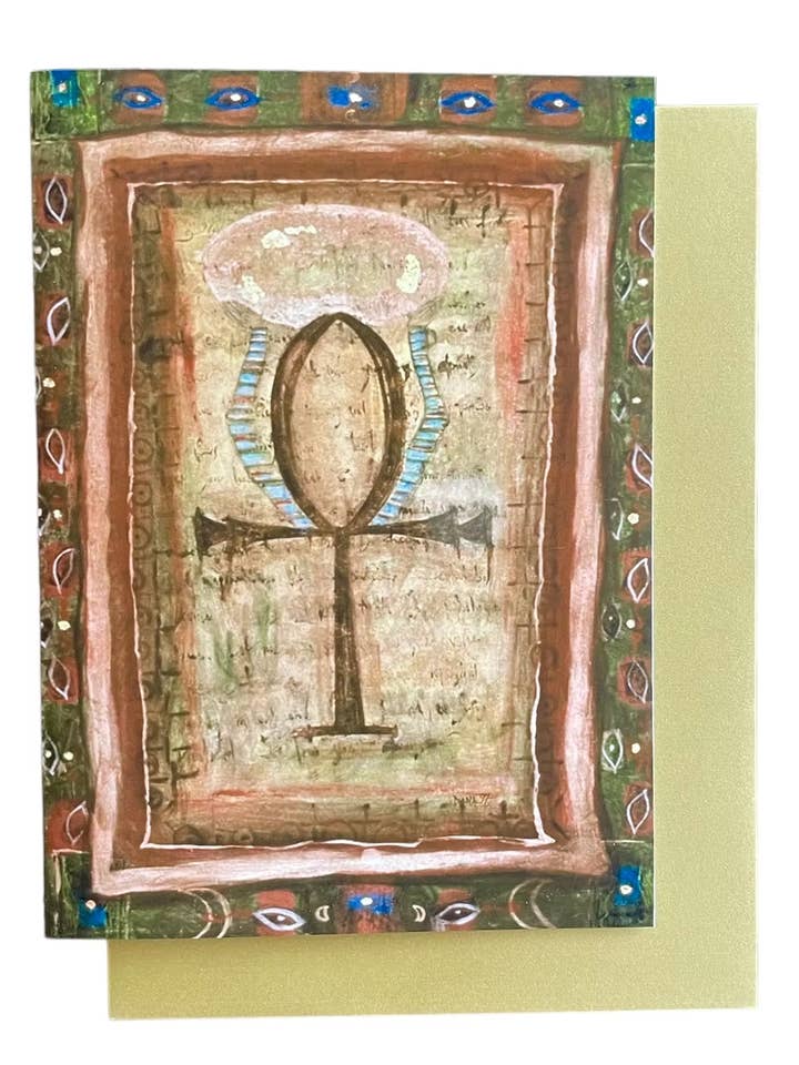 Ankh Grußkarte Spirituelle Kunst von Diana Comstock für den Großhandel von Art by Diana Comstock