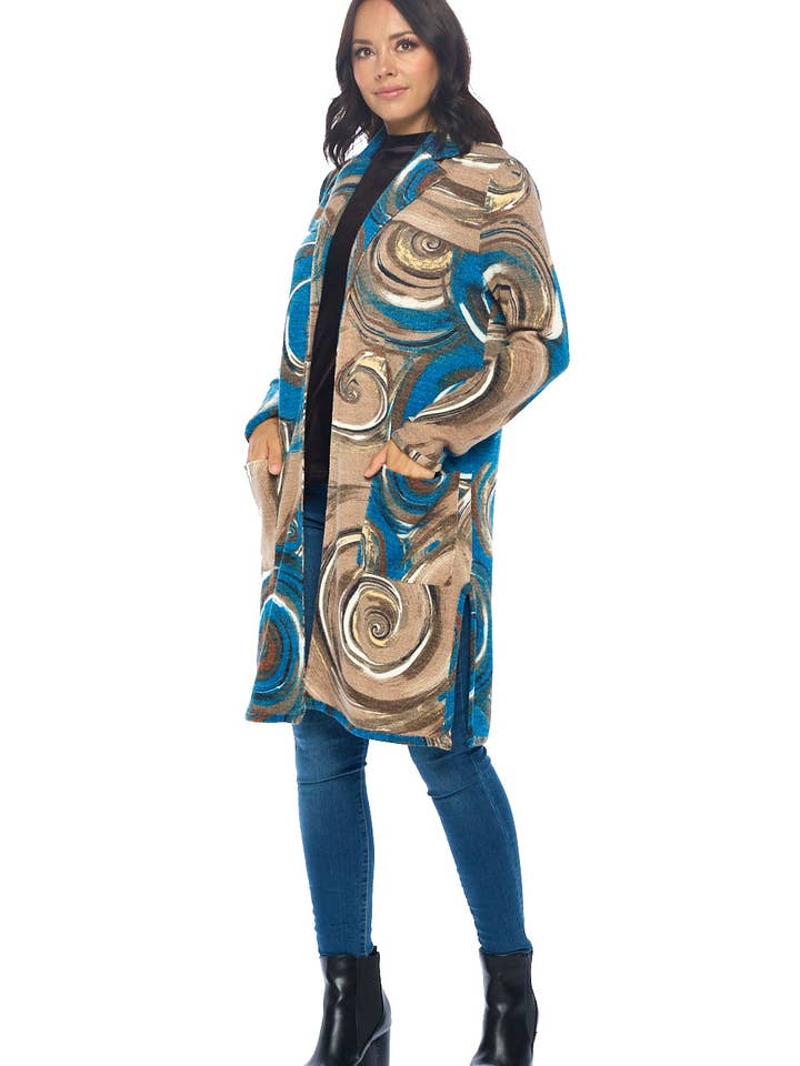 Blue Mocca Bailey Open Front Coat for wholesale on Faire2