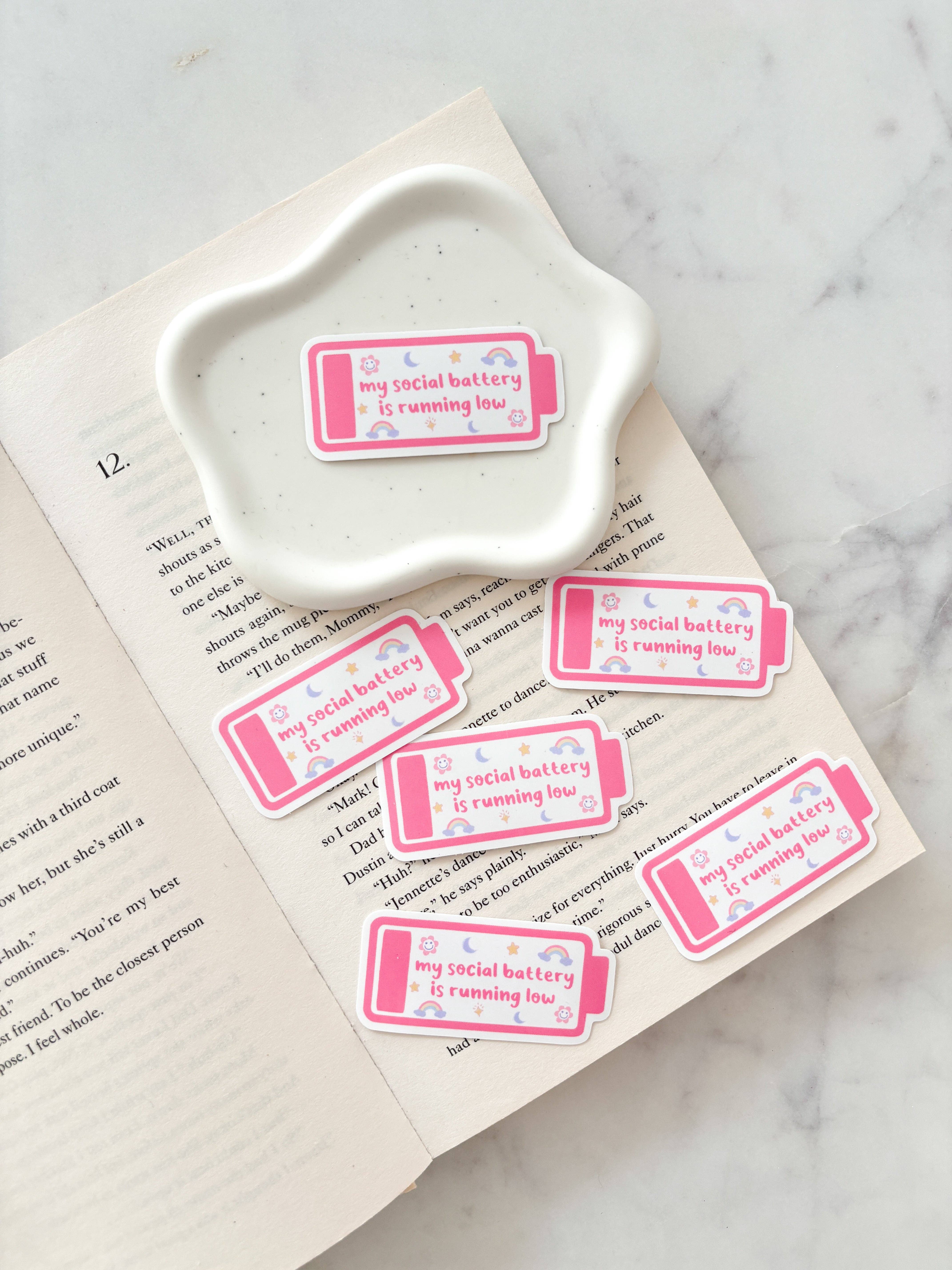 Fleurs on Sunday – wholesale Sticker – Social Battery Running Low Sticker1