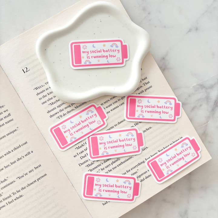 Fleurs on Sunday – wholesale Sticker – Social Battery Running Low Sticker1