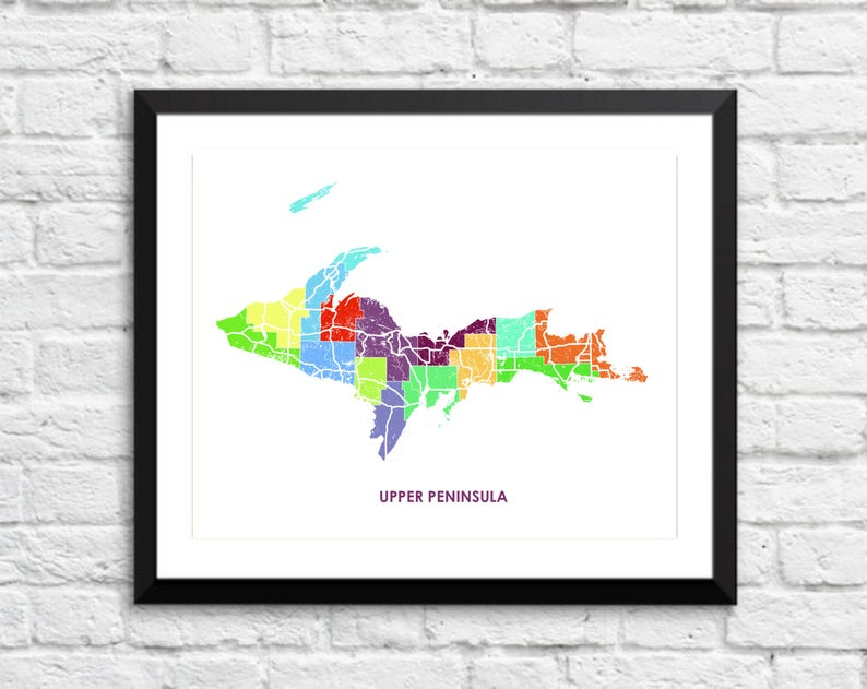 Juanita's Adventures - Wholesale Art Print - Juanitas Upper Peninsula Map Print3