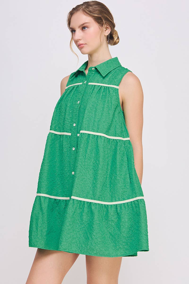 AIBLEE - Venta al por mayor Vestido - Mujer - Vestido mini de vuelo abotonado - Sin mangas11