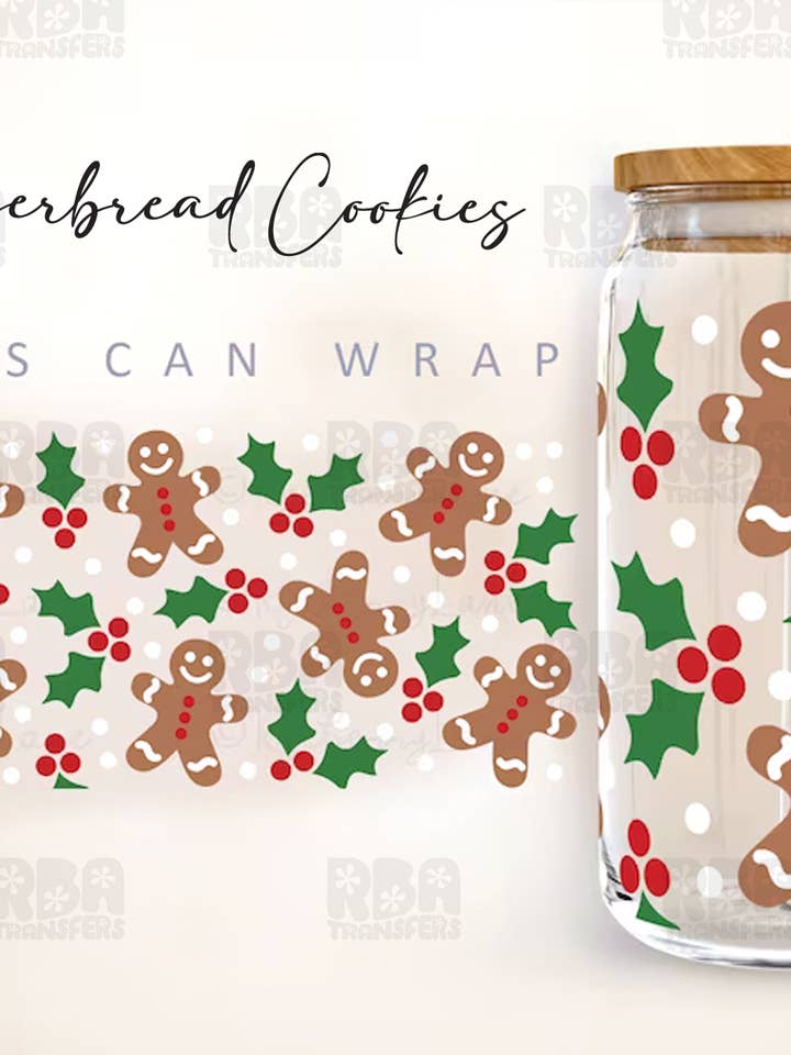 Gingerbread Cookies Wrap UV DTF Sticker for wholesale by RBA Transfers