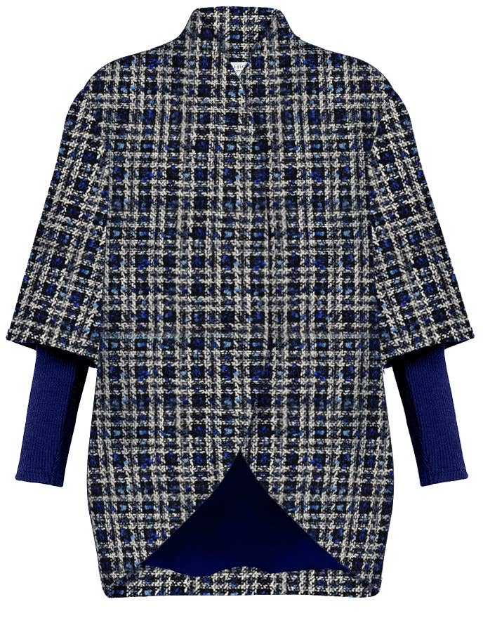 Chic Star Plus Size Tweed Cocoon Coat In White 052524 for wholesale by CHIC STAR