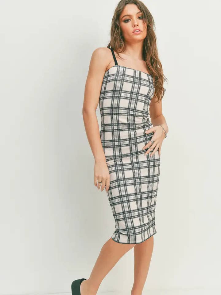 Dark Plaid Midi Dress for wholesale by Pretty Damage