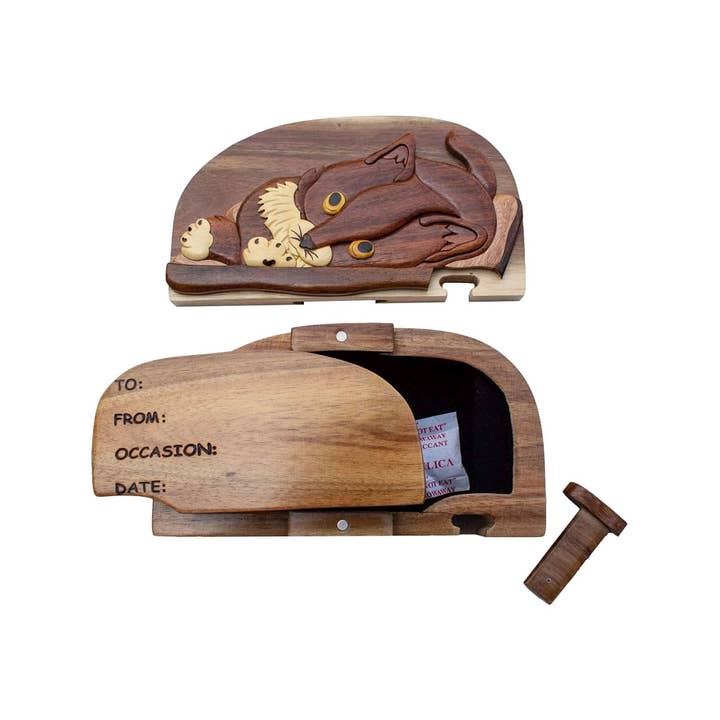Positive Urns - Wholesale Decorative Box - Cat Nap - Hand-Crafted Memorial Keepsake Puzzle Box