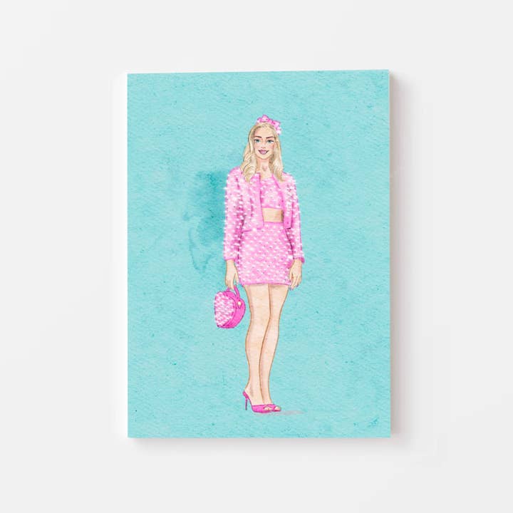 Barbie Wall Art Print (blue background) for wholesale by Nina Maric Illustrations