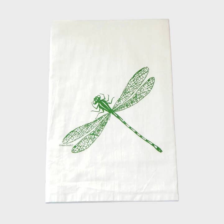 Dragonfly Dish Towel | Tea Towels | Flour Sack Dish Towels for wholesale by Green Bee Tea Towels