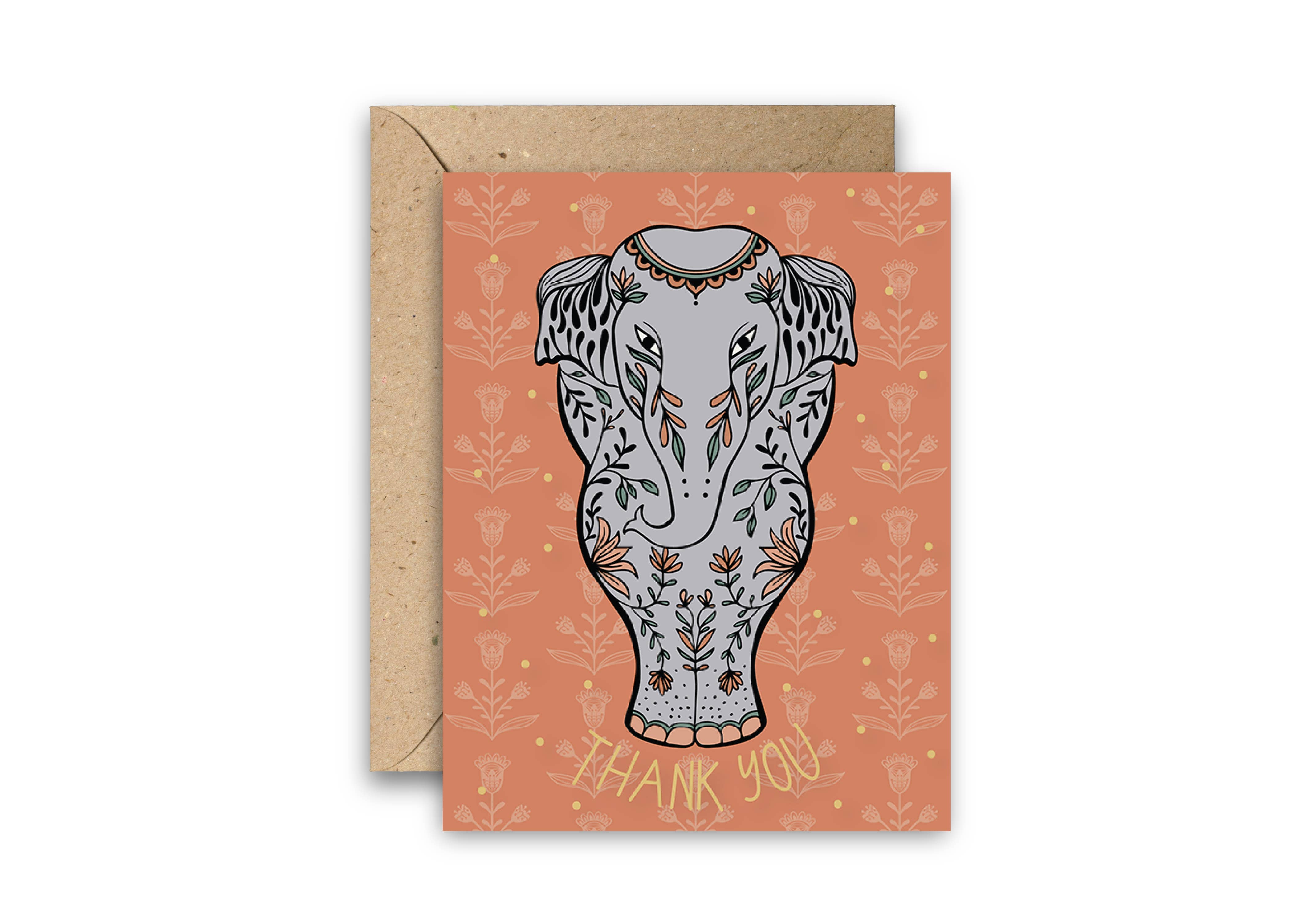 Amicreative - Wholesale Thank You Card - Elephant Grace – Gold Foil Thank You Greeting Card