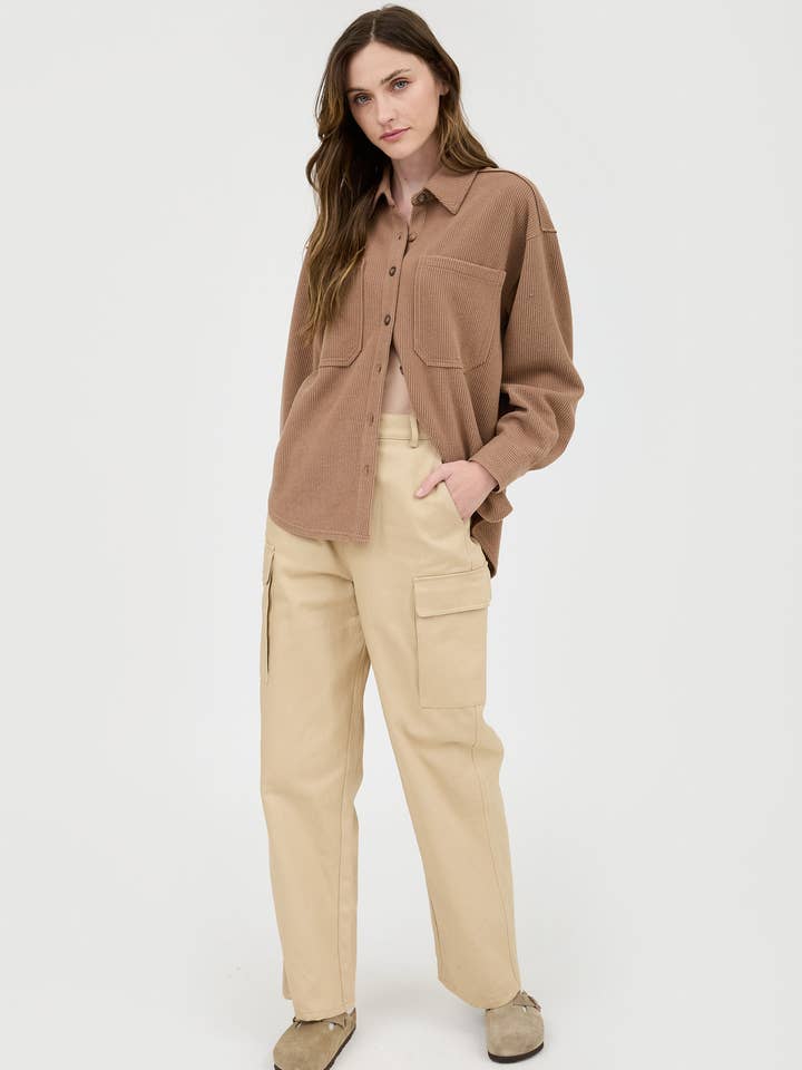 Blu Pepper - Wholesale Knit Top - Women's - RIB KNIT EXPOSED SEAM BUTTON UP TOP23