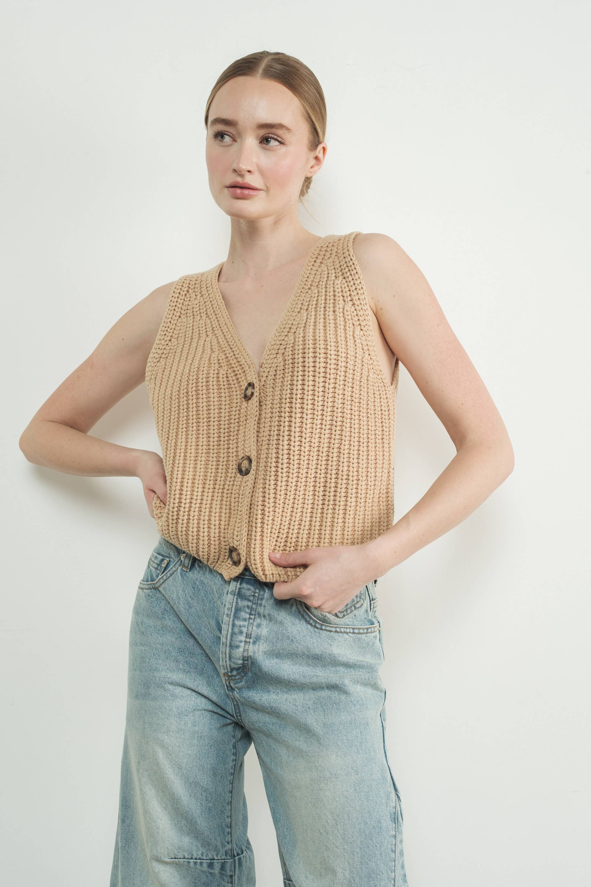 Aaron & Amber – Engroshandel Strikvest/slipover – Kvinder – MAS3218 VINTAGE VASKET SWEATER VEST2