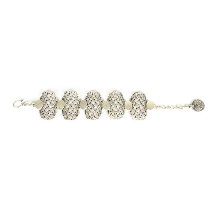 "Waffle" Silver plated Bracelet for wholesale by Silk Wool and Bijoux