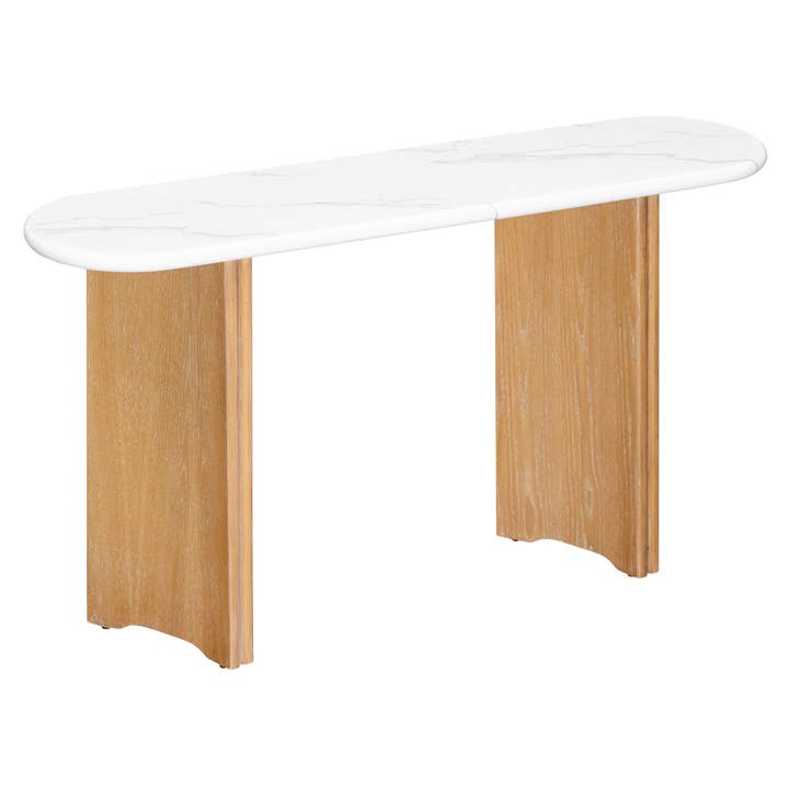 HOMYCASA DESIGN INC - Wholesale Console Table - Narrow Console Table Oval Faux Marble Top Natural+White8