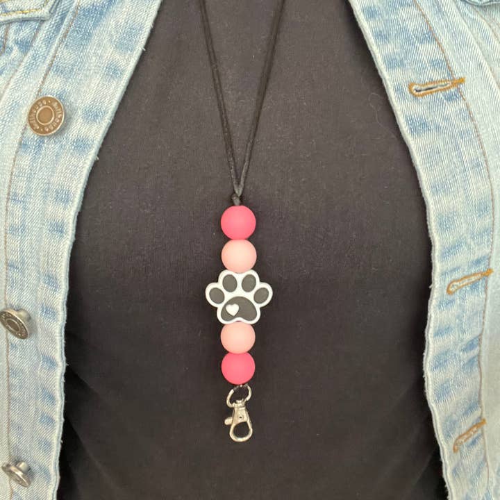 Katesy Things - Wholesale Lanyard - Women's - Silicone Paw Print Lanyard - 20” Long with Breakaway Clasp1