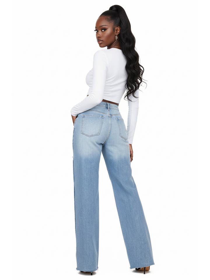 Denim PATCH WORKED DISTRESSED JEANS for wholesale on Faire3