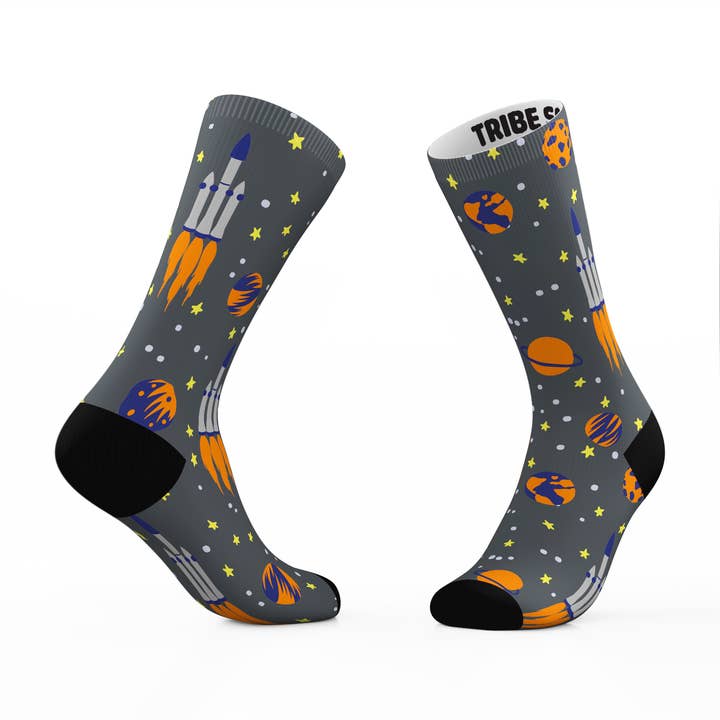 Grå Rocket Ship Strumpor för wholesale av Tribe Socks