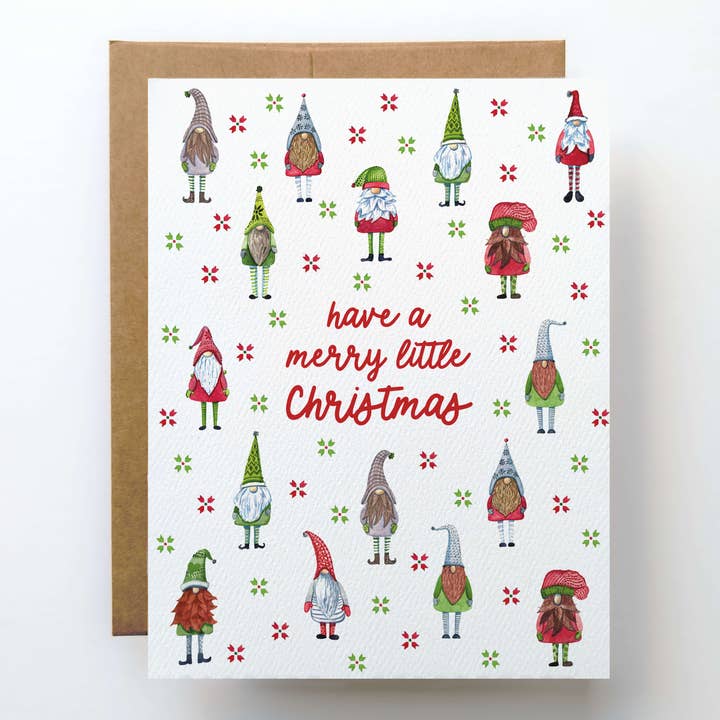 Gnome Christmas Card | Cute Holiday Merry Christmas Card for wholesale by Watercolor Wednesday