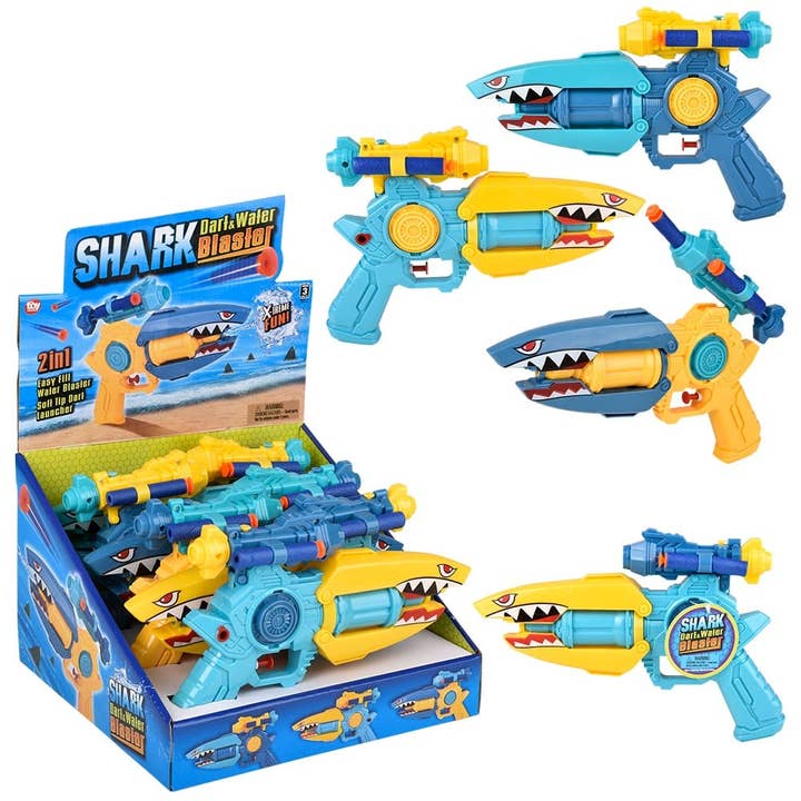 9.85" SHARK FOAM DART WATER BLASTER LLB kids toys for wholesale by La Luna Bella - Toys