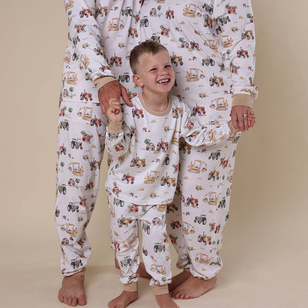 Snuggle Hunny – wholesale Sleepwear set – Kids – Diggers & Tractors Organic Kids Long Sleeve PJ Set3