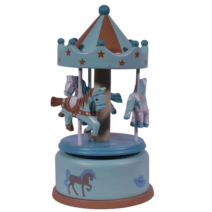 Wooden Musical Carousel with Horses 17cm for wholesale by giftland